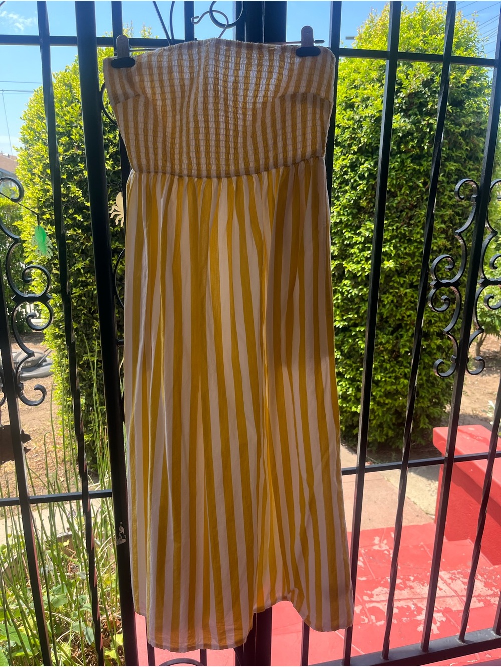 Yellow and White Striped Summer Dress